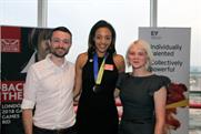 London 2018 Project Manager Craig Jones, model Amal Fashanu and London 2018 Chair Alex Davis
